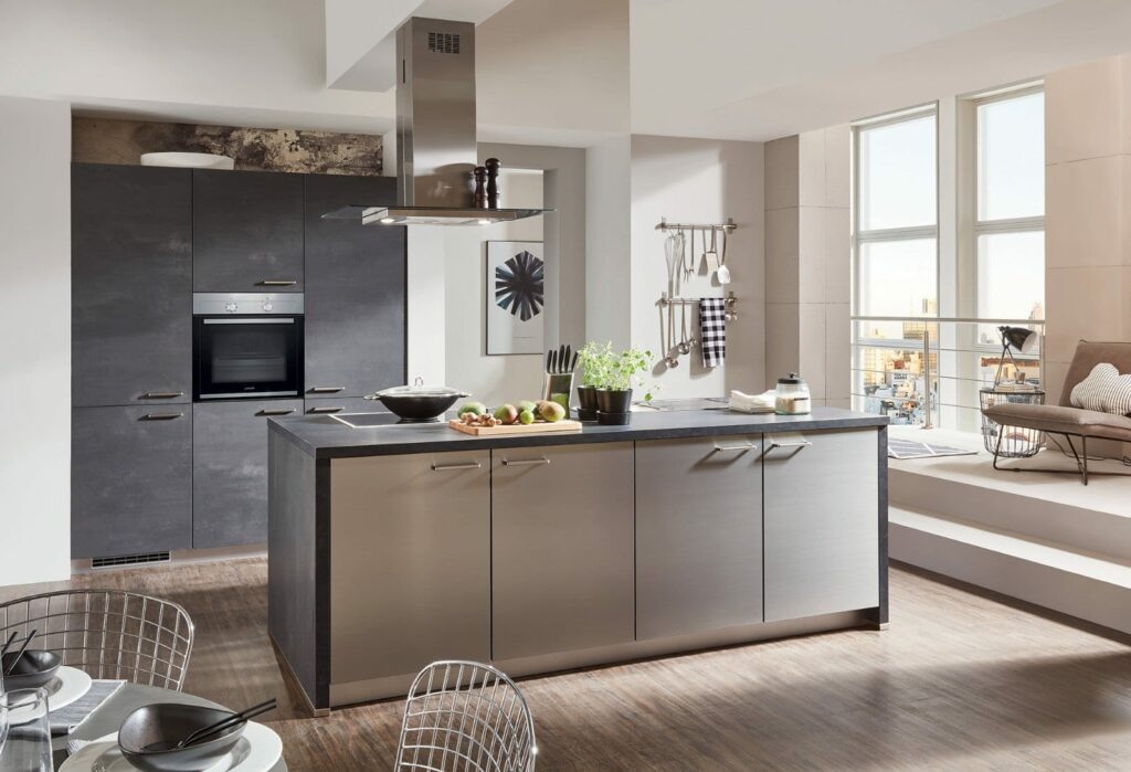 Nobilia Ceramic Metallic Kitchen With Island 2021 1 | Coalville Kitchens, Leicestershire