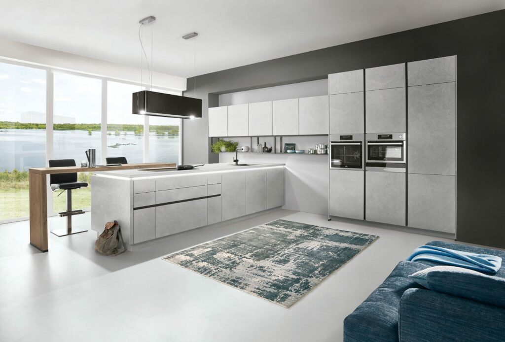 Nobilia Grey Stone Handleless Open Plan Kitchen 2021 6 | Coalville Kitchens, Leicestershire